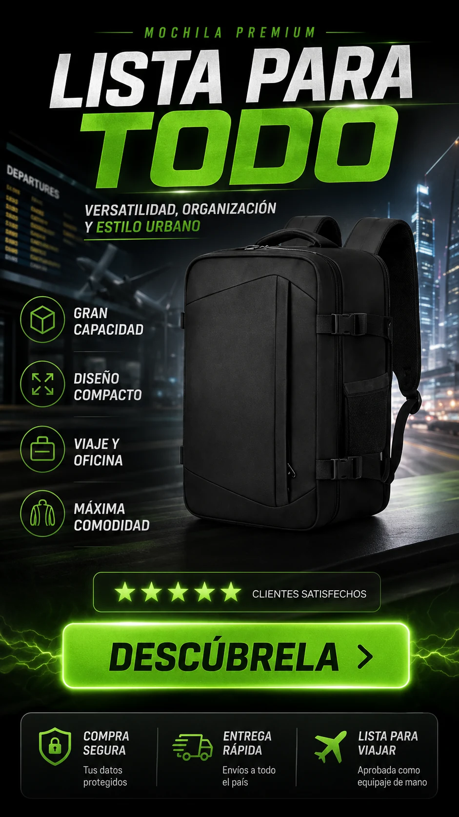 Mochila cabina negra económica