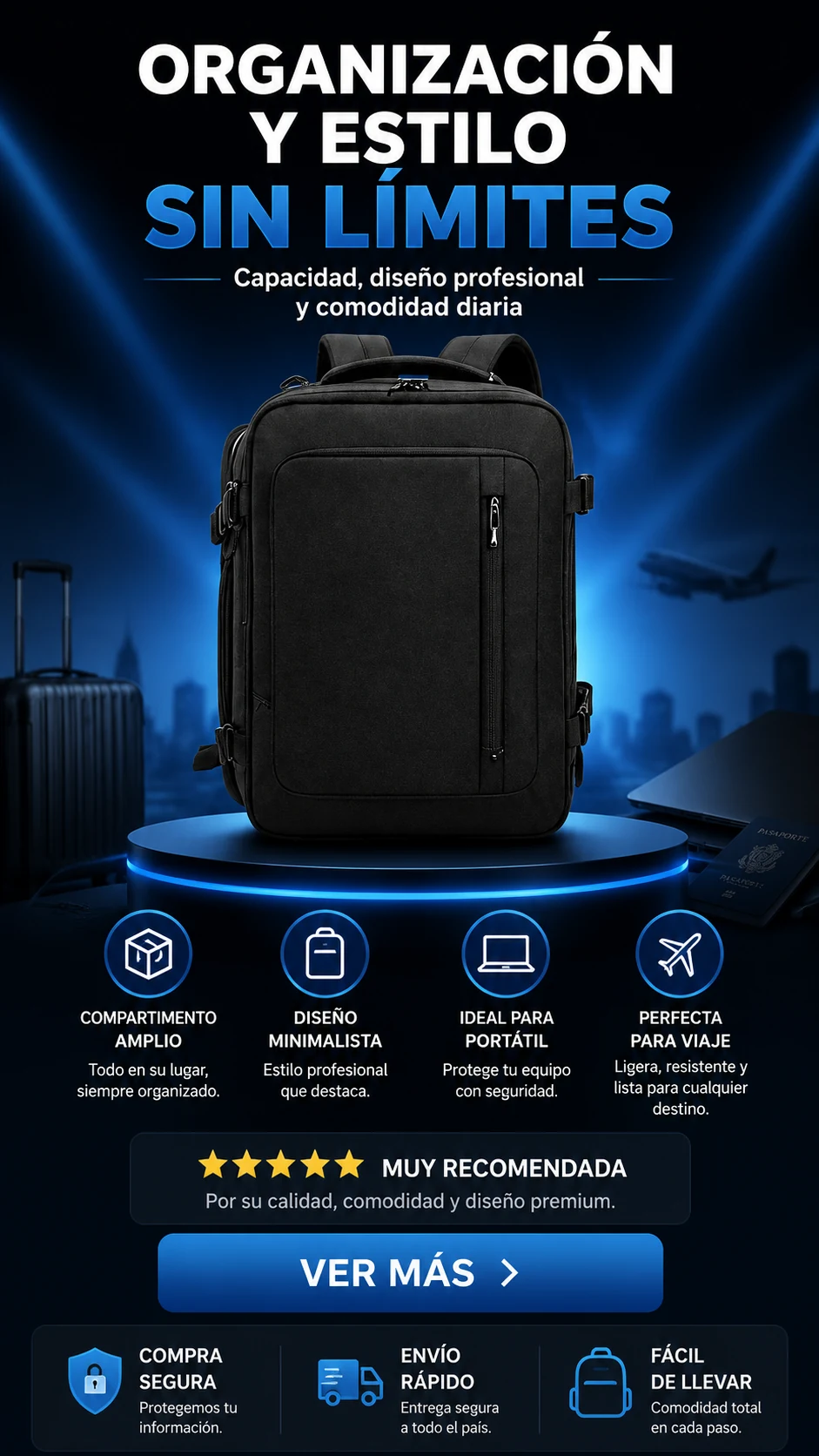 Mochila cabina negra calidad precio
